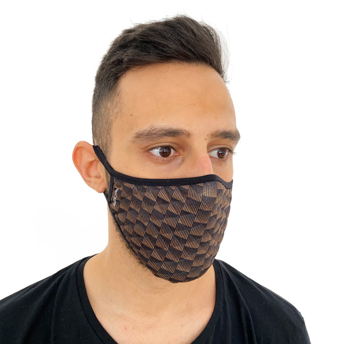 Brown 3D Check Face Mask
