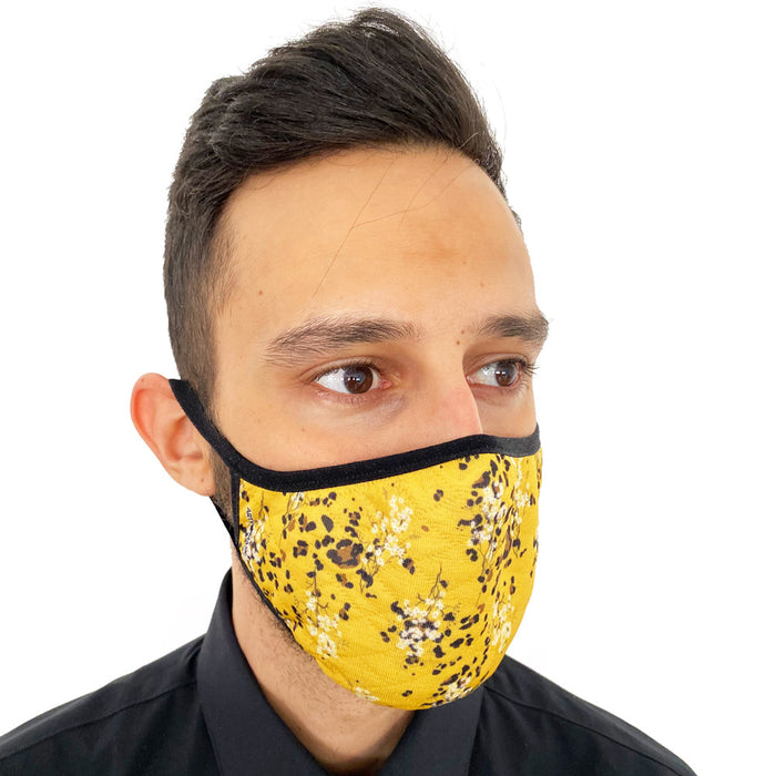 Mustard Floral Print Face Mask