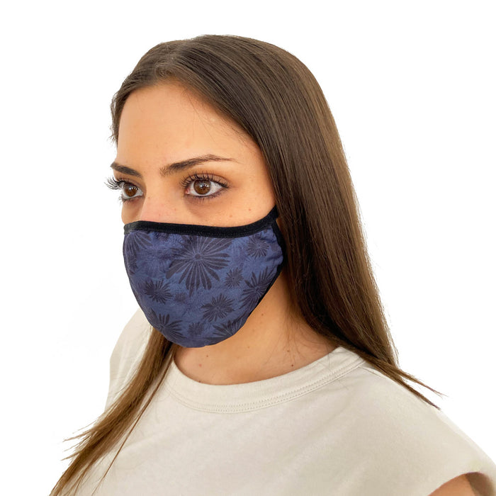 Blue Floral Print Face Mask
