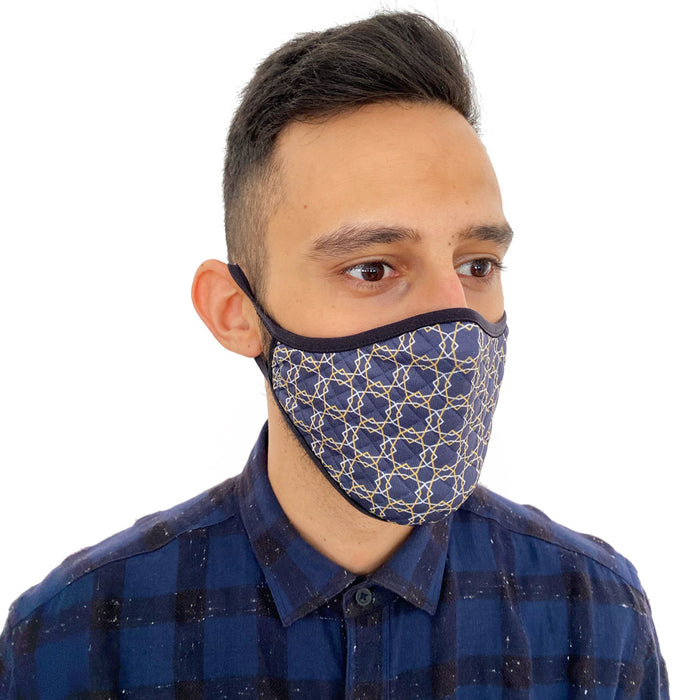 Blue Geometric Print Face Mask